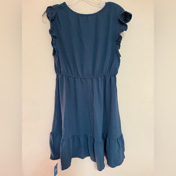 Blue Ruffled Mini Dress - Picture 2 of 4